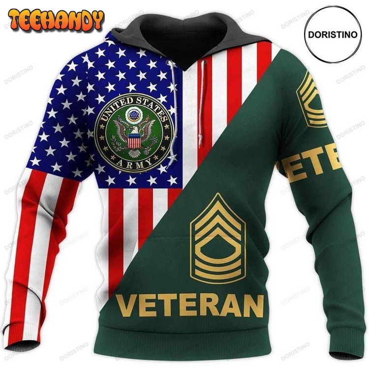 Army Us Flag All Over Print Pullover 3D Hoodie