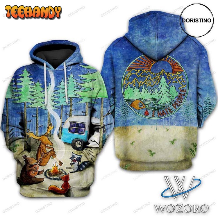 Around Campfire Night Camping Xmas Awesome Pullover 3D Hoodie