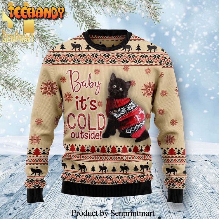 Baby It’S Cold Outside Black Cat Knitted Ugly Sweater