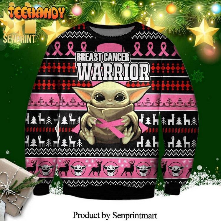 Baby Yoda With Cancer Knitted Ugly Christmas Sweater