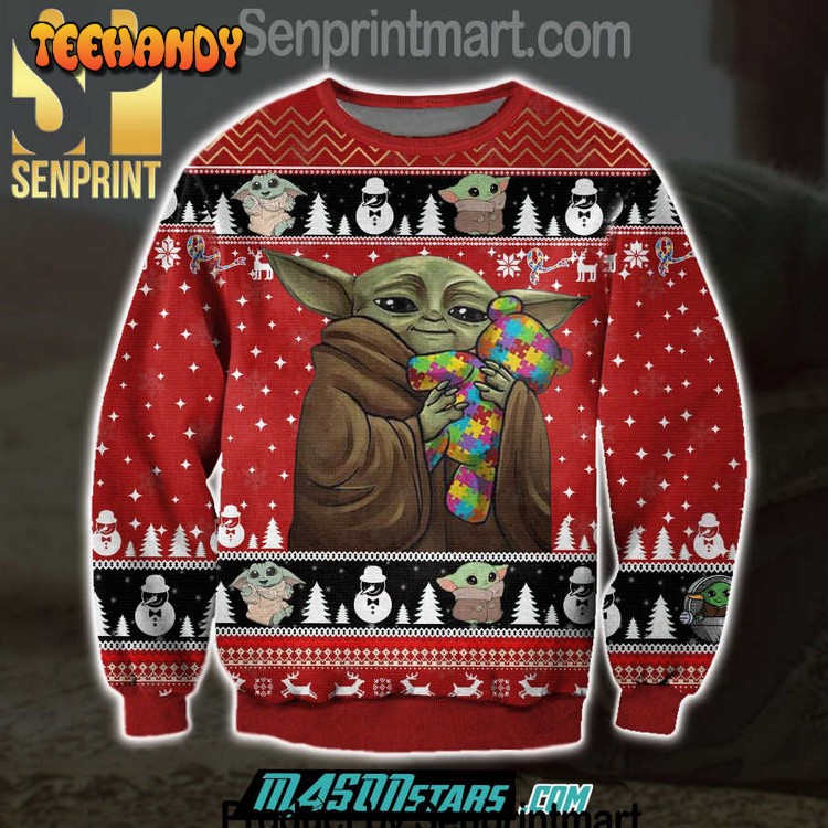 Baby Yoda With Puzzles Autism Chirtmas Gifts Full Sweater