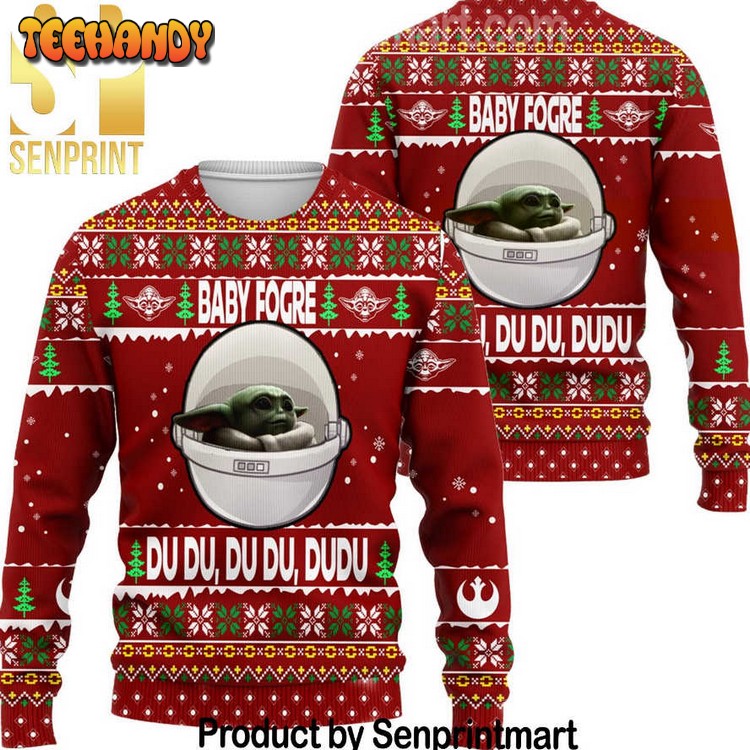 Baby Yoda Xmas Time All Over Printed Wool Ugly Sweater