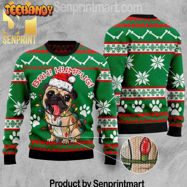 BAH HumPug Full Print Ugly Christmas Sweater