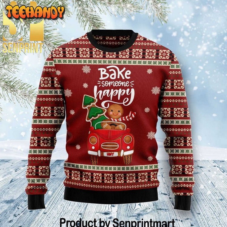 Bake Someone Happy Xmas Time Ugly Christmas Wool Sweater