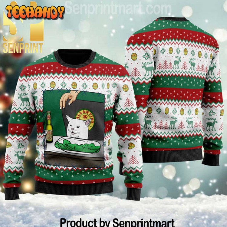 Ballantine Beer Cat Meme All Over Printed Christmas Sweater