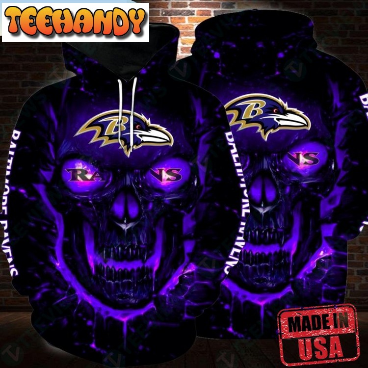 Baltimore Ravens Nfl Skull For Fan Mens Sports Hoodies