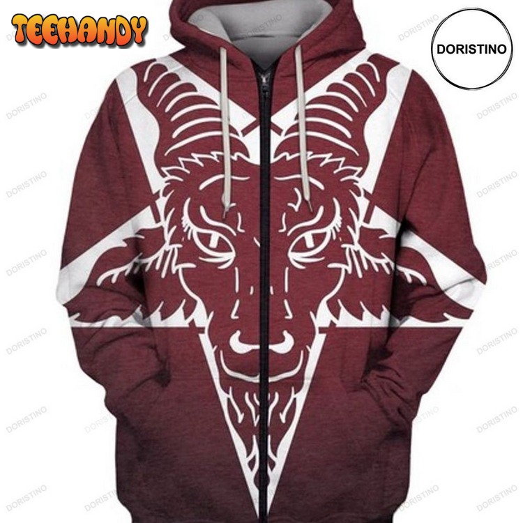 Baphomet Sigil Satanic Red All Over Print Pullover 3D Hoodie