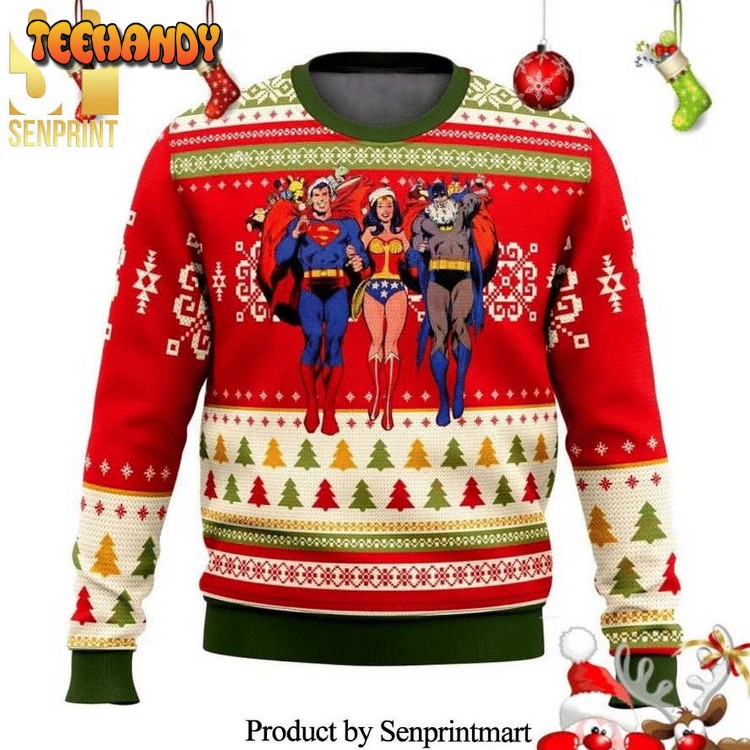 Batman Superman Wonder Woman DC Comics Knitted Sweater