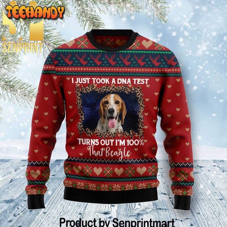 Beagle Dog Xmas Holiday Time All Over Print Knitting Sweater