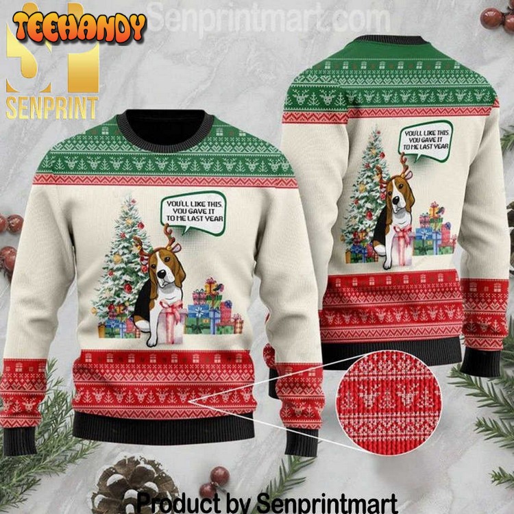 Beagle Dog Xmas Time Ugly Christmas Wool Knitted Sweater