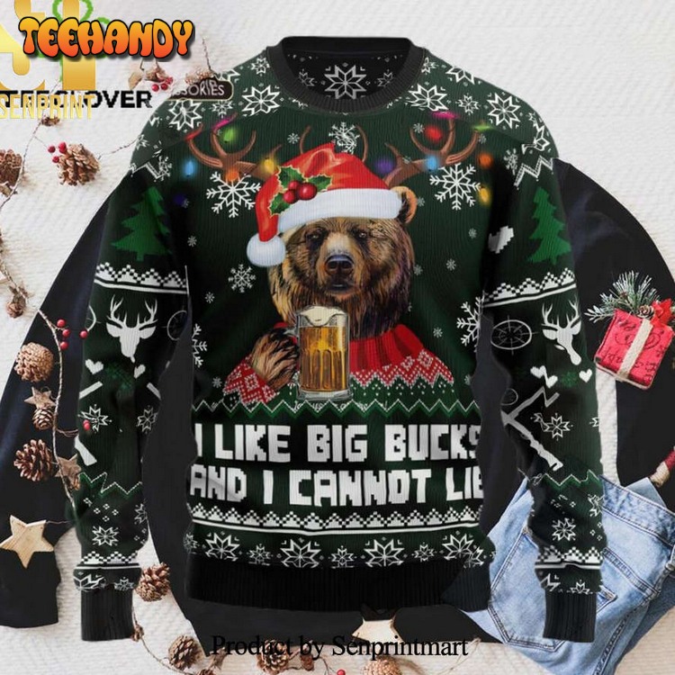 Bear Hunting and Beer Christmas Xmas Christmas Wool Sweater
