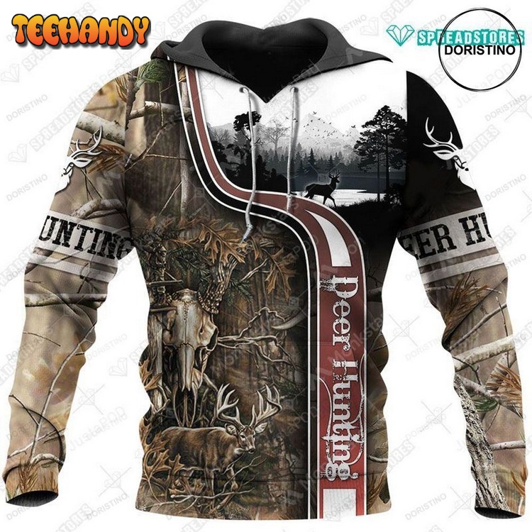 Beautiful Deer Hunting Camo 2813 Awesome Pullover 3D Hoodie