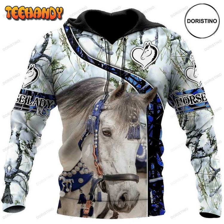 Beautiful White Horse Awesome Pullover 3D Hoodie