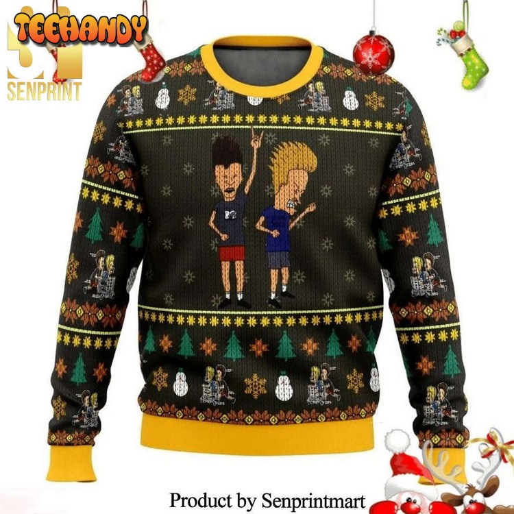 Beavis and Butt-Head Xmas Rock Wool Knitted Ugly Sweater