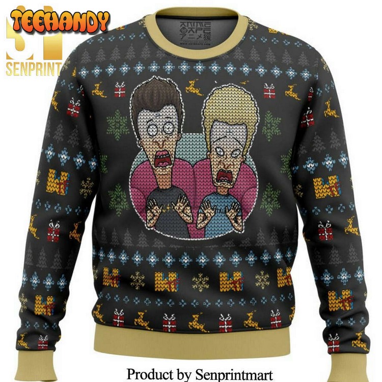 Beavis And Butthead Surprise Reaction Knitted Ugly Sweater