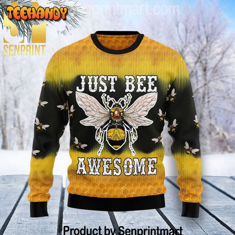 Bee Tie Dye Chirtmas Time Wool Knitted Ugly Sweater