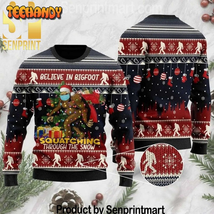 Believe In Bigfoot Xmas Time Ugly Xmas Sweater