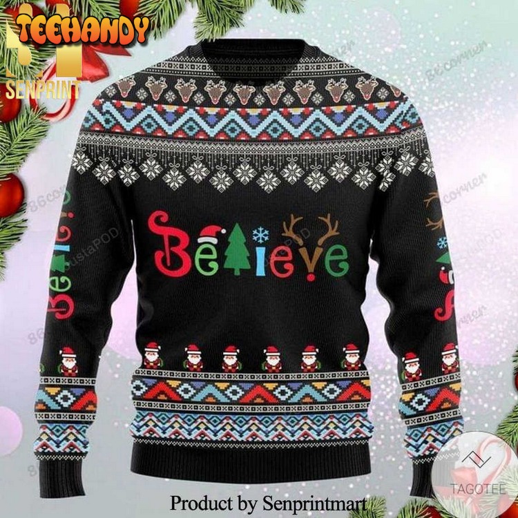 Believe Knitted Ugly Xmas Sweater