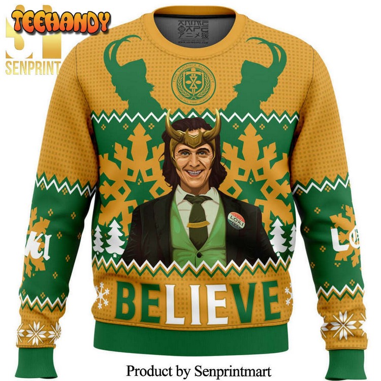 Believe Loki Marvel Knitted Ugly Xmas Sweater