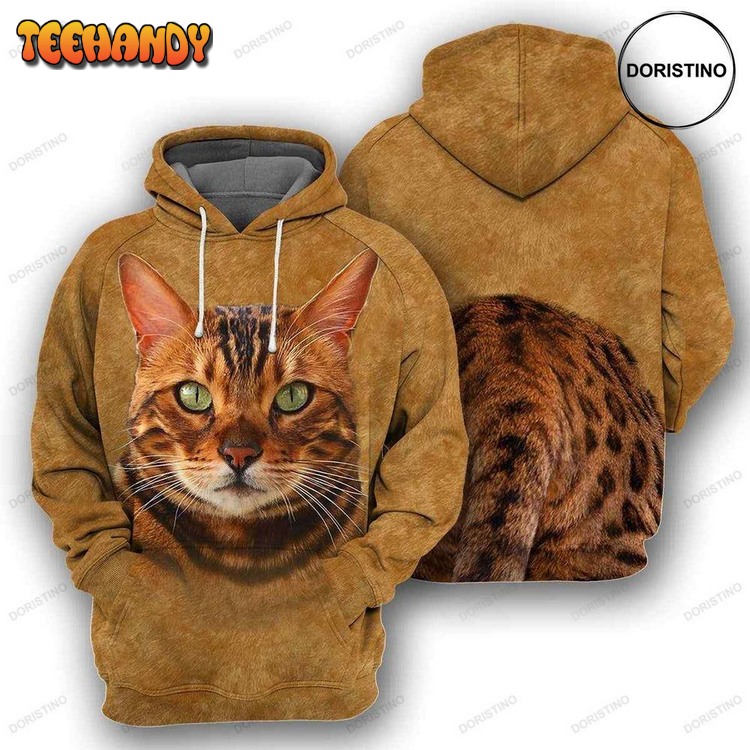 Bengal Cat Ed Cat Lovers All Over Print Pullover 3D Hoodie