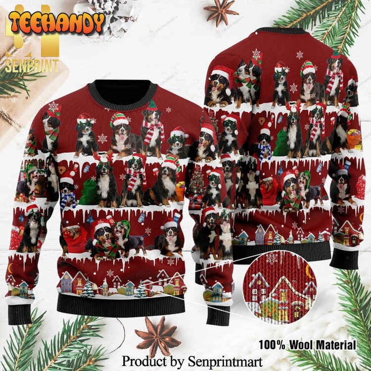 Bernese Mountain Dog Knitted Ugly Christmas Sweater