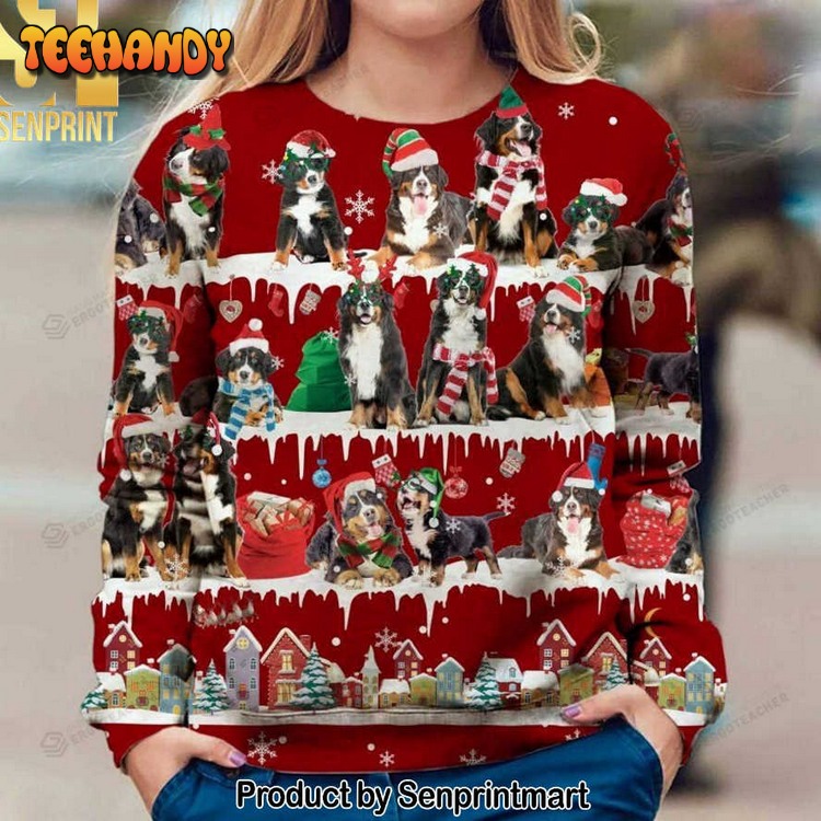 Bernese Mountain Dog Ugly Xmas Wool Knitted Sweater
