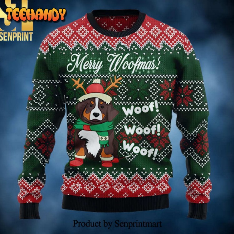 Bernese Mountain Dog Woofmas Christmas Wool Sweater