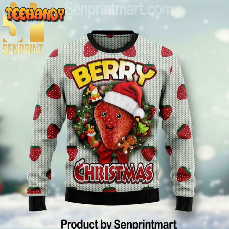 Berry Christmas Ugly Christmas Yall Pattern Knit Sweater