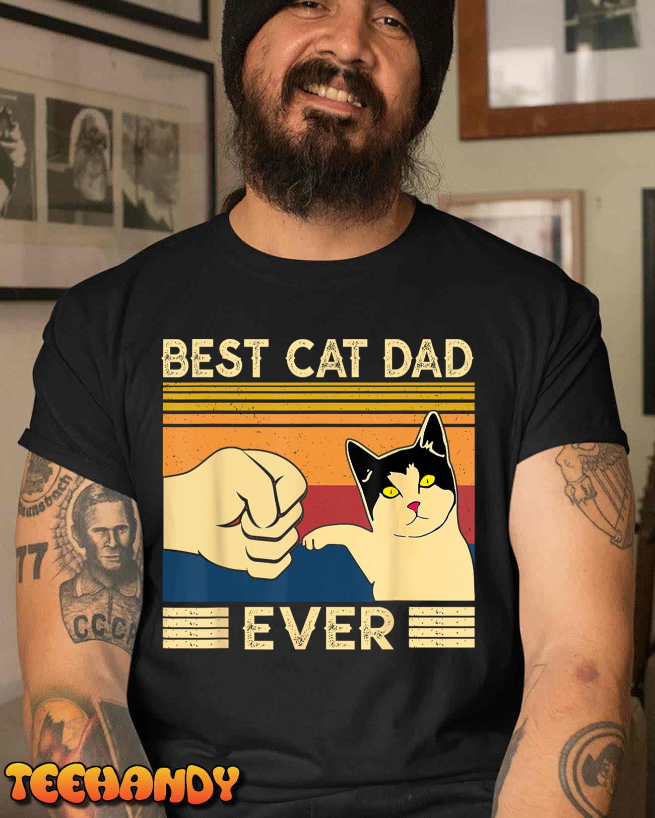Best Cat Dad Ever T-shirt Vintage Cat Daddy Father Day Gifts T-Shirt