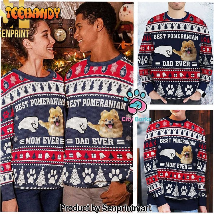 Best Pomeranian Dad Ever Ugly Xmas Wool Knitted Sweater