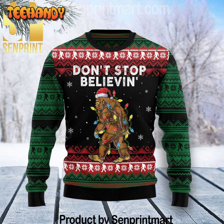 Bigfoot Don’t Stop Believing Ugly Xmas Sweater