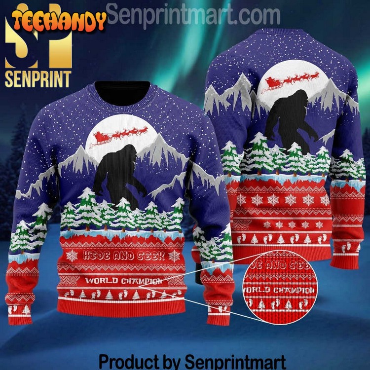Bigfoot Merry Christmas Wool Blend Ugly Xmas Sweater