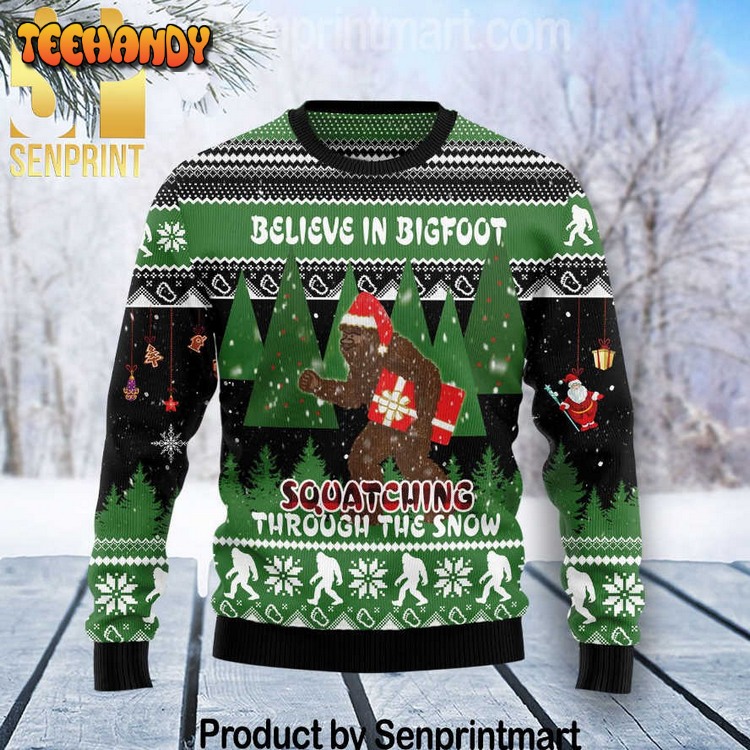 Bigfoot Through Snow Chirtmas Gifts Full Printing Sweater