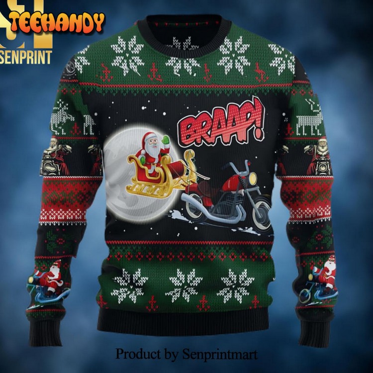 Biker Santa Xmas 3D Printed Ugly Christmas Sweater