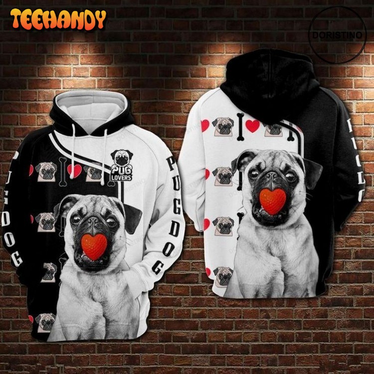 Black And White Pug Limited Edition Pullover 3D Hoodie