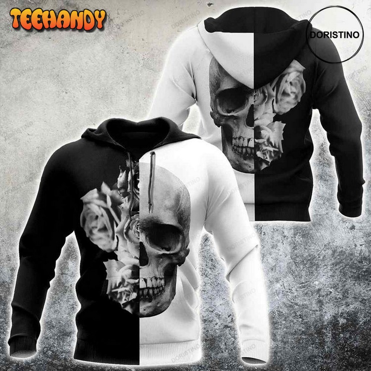 Black And White -skull And Roses Limited Edition Pullover 3D Hoodie