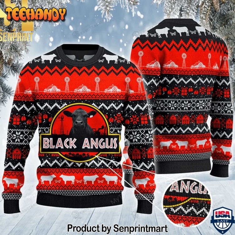 Black Angus Cattle Lovers Red Black For Christmas Gifts Sweater