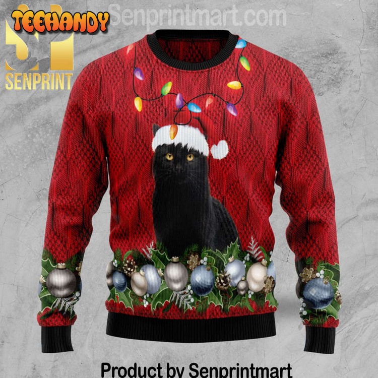 Black Cat Christmas Beauty Chirtmas Time 3D Ugly Xmas Sweater