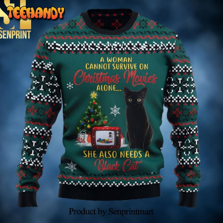 Black Cat Christmas Ugly Xmas Sweater