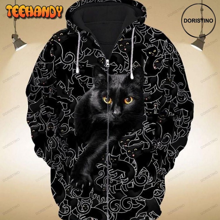 Black Cats Cute All Over Print Pullover 3D Hoodie