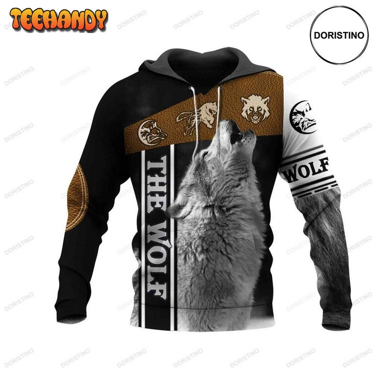 Black Howling Wolf Native American Awesome Pullover 3D Hoodie