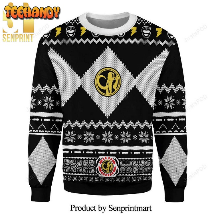 Black Power Ranger For Unisex Knitted Ugly Xmas Sweater