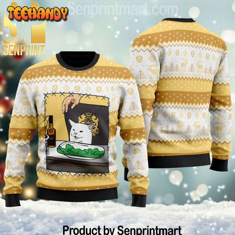 Black Velvet Whisky Cat Meme Holiday Time Ugly Xmas Sweater