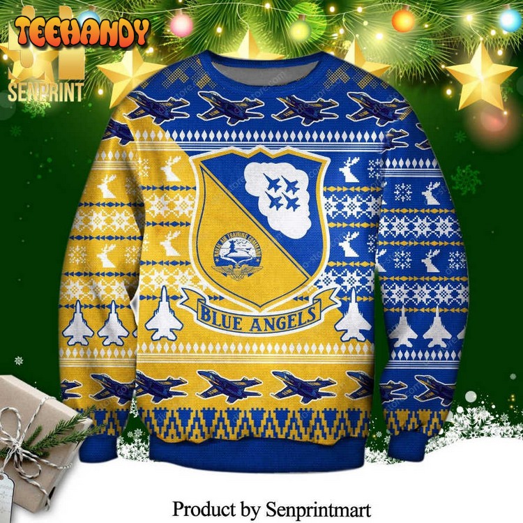 Blue Angels Air Force Knitted Ugly Xmas Sweater