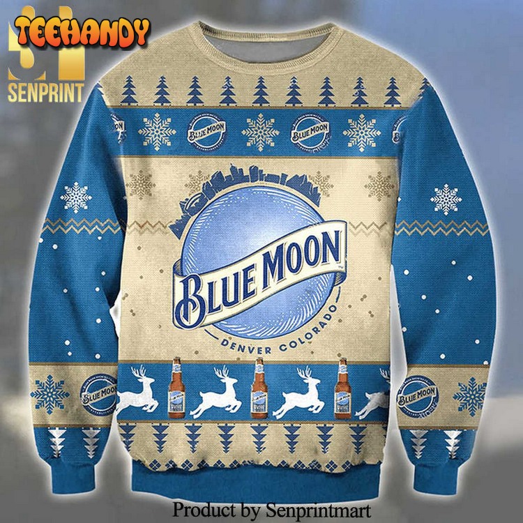 Blue Moon Belgian White Beer Knitted Ugly Xmas Sweater