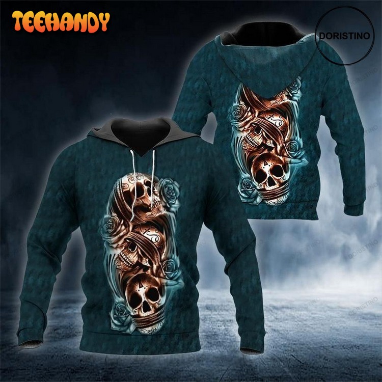 Blue Skull Awesome Pullover 3D Hoodie