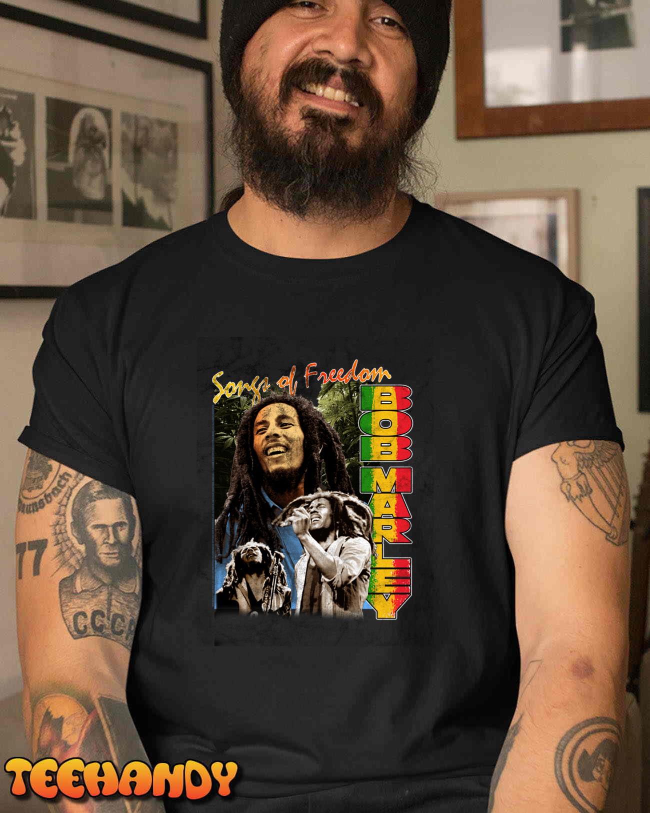 Bob Marley Freedom Vintage Reggae Music by Rock Off Long Sleeve T-Shirt