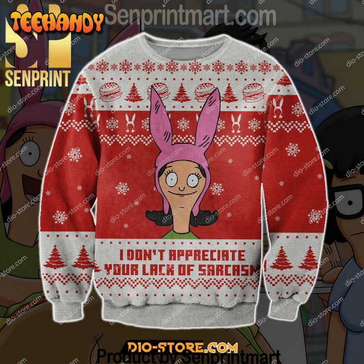 Bobs Burgers All Over Printed Christmas Knitted Wool Ugly Xmas Sweater
