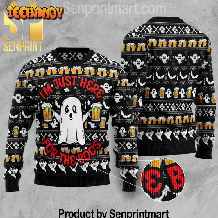 Boo Beer All Over Print Wool Blend Ugly Xmas Sweater