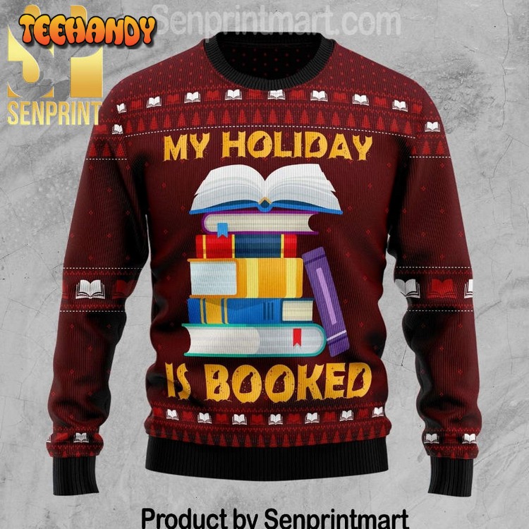 Booked Is My Holiday Xmas Gifts Wool Ugly Xmas Sweater
